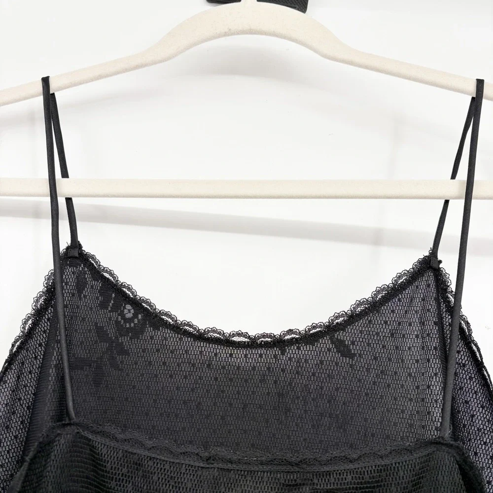 Private Luxuries Womens Black Floral Lace Overlay Gothic Romantic Slip Dress M